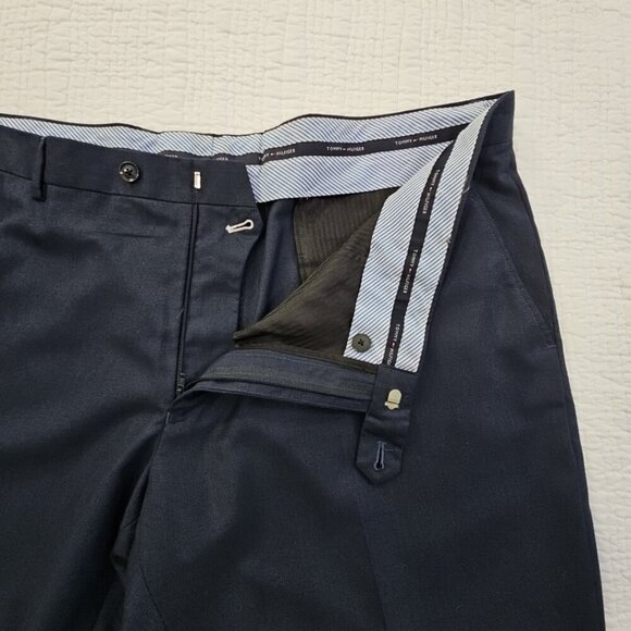 Tommy Hilfiger Dress Pants Men's 42x30 Navy Blue Modern Flex Stretch Chambray - Picture 11 of 14